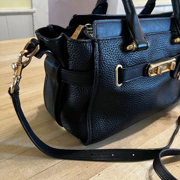 COACH Womens Swagger 27 Satchel 87295 Crossbody Purse Bag Large Black AN GDD - Picture 6 of 12